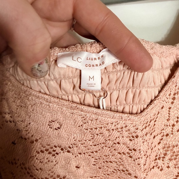 LC Lauren Conrad Dusty Pink Lace Top - Picture 2 of 3